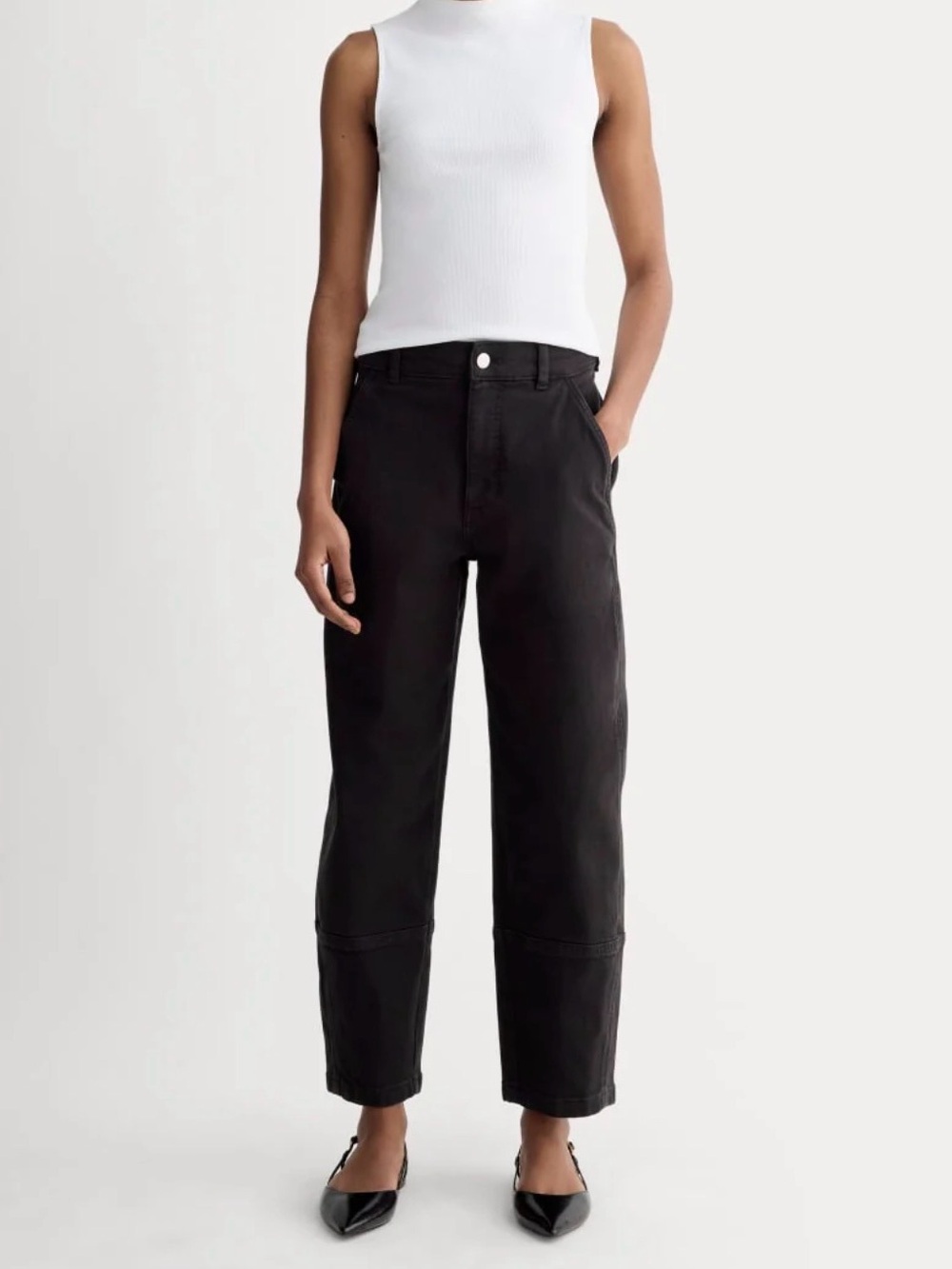Everlane The Utility Barrel Pant Jeans Black Size 8 Cropped Curved Leg Seam
